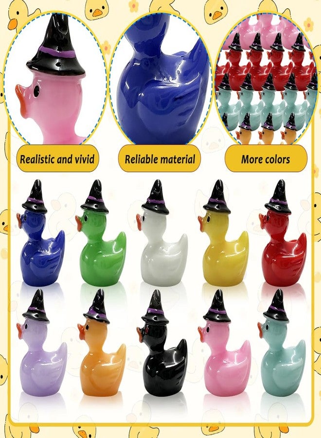 AWEELON 100PCS Mini Resin Duck with Hat Halloween Tiny Duck Figurines Resin Ducks Bulk Multicolor Mini Ducks Miniature for Garden Landscape Dollhouse Ornament for Halloween Birthday Ornaments - Image 3